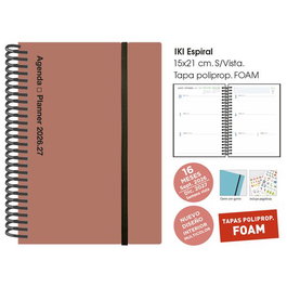 Agenda Anual (2026-27) Senfort 16 Meses Iki Foam Espiral Tapa Pp Con Goma 155X215 S/V Siena