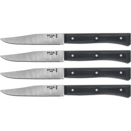 Opinel Set de 4 Cuchillos de Mesa Facette Slate Gris Silbido de Yatagán La de 11 cm de Hoja de Acero Inoxidable