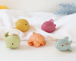 KioKids Set de 5 Animales Marinos Antimoho para Baño con Trigo Multicolor