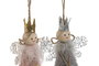 DKD Home Decor Decoración Colgante Navidad Fantasía Hada Gris Claro Rosa 3 x 18 x 8 cm (12 Unidades)