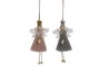 DKD Home Decor Decoración Colgante Navidad Fantasía Hada Gris Claro Rosa 3 x 18 x 8 cm (12 Unidades)