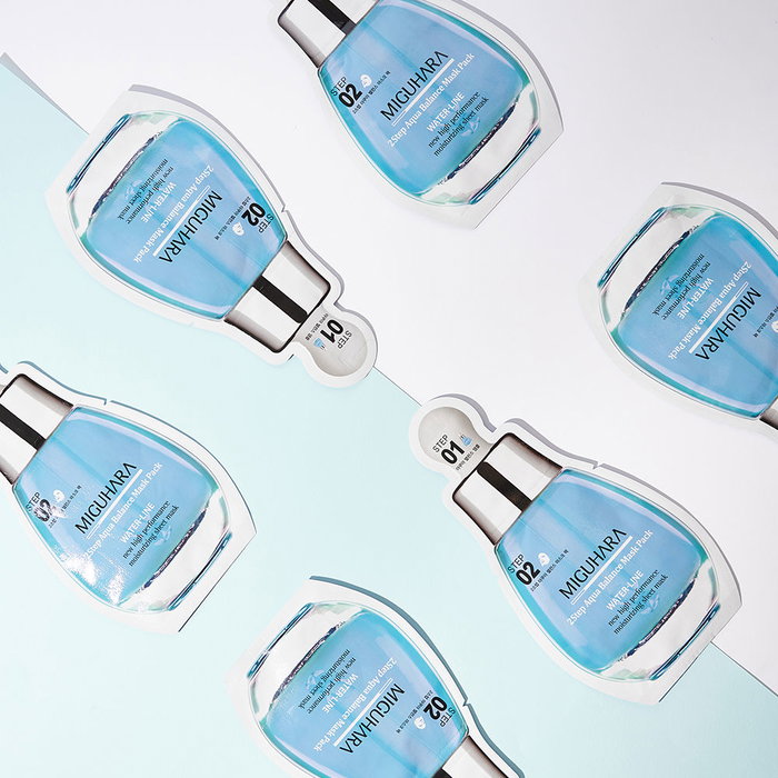 Miguhara 2 STEP AQUA BALANCE MASK PACK - Mascarilla Facial en 2 Fases con Ácido Hialurónico, 95.4% Ingredientes Naturales, Hidratación Intensa, Pack de 2 Unidades