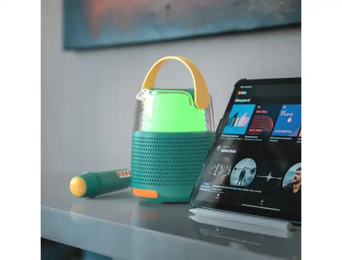 Wondee Altavoz karaoke mob con micrófono Bluetooth azul