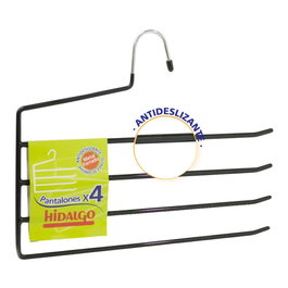 Hidalgo Percha Organizadora Antideslizante para 4 Pantalones - Metal con Recubrimiento de Goma, Color Azul, 34 x 0.5 x-27.5 cm