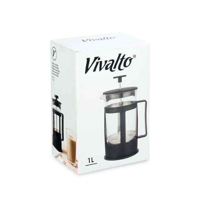 Vivalto Tetera de Vidrio y Plástico con Émbolo 1L