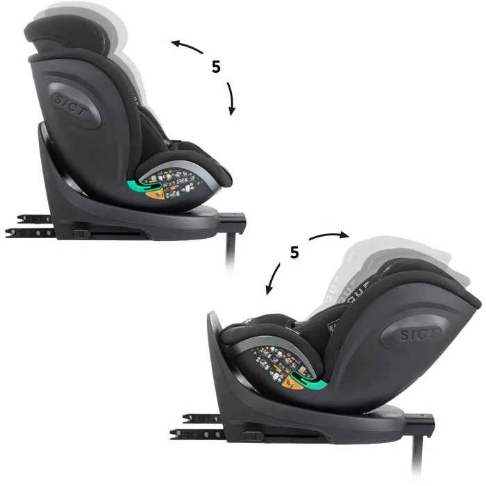 Babyauto Silla de Coche SCUDDA Grupo 0/1/2/3 (40-150 cm) Giratoria Reclinable con Reductor y Pata de Apoyo Antracita BAB8435593704448