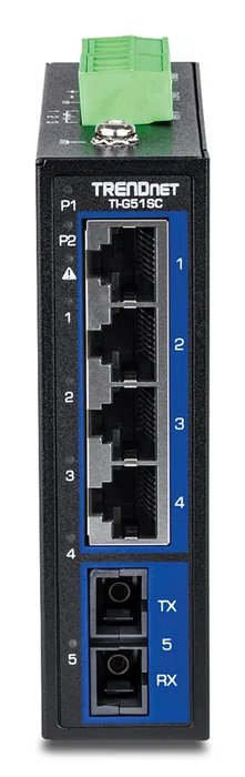 TRENDnet TI-G51SC Switch No Administrado Gigabit Ethernet 4 Puertos RJ-45 + 1 Puerto Fibra Óptica SC, Negro