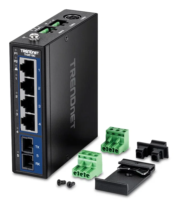 TRENDnet TI-G51SC Switch No Administrado Gigabit Ethernet 4 Puertos RJ-45 + 1 Puerto Fibra Óptica SC, Negro