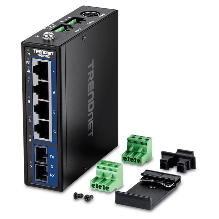 TRENDnet TI-G51SC Switch Industrial Gigabit con 4 Puertos RJ-45 y 1 Puerto SC