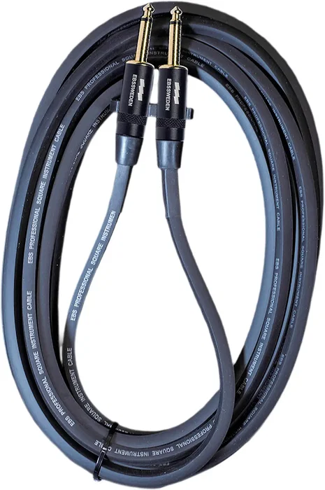 EBS Cable de Instrumento Regular Square 3.8 m Jack 6.35 mm a Jack, Conectores WaveGrip Chapados en Oro, Forma Cuadrada Anti-Enredos, Versión Recto/Recto