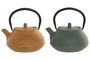 DKD Home Decor Tetera Oriental Verde Naranja Hierro Colado Inox 400ml (2 Unidades) 11 x 13.5 x 13 cm