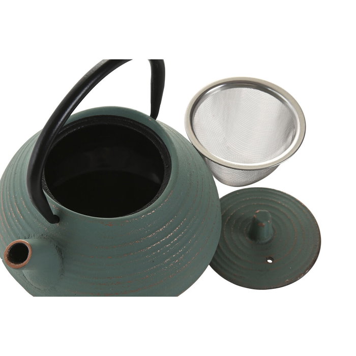 DKD Home Decor Set de 2 Teteras de Hierro Colado e Inox 400ml Verde y Naranja