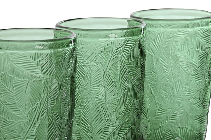 DKD Home Decor Vaso Cristal Verde 8x13x8 cm Set 6 Piezas 370ml Tropical Garbo