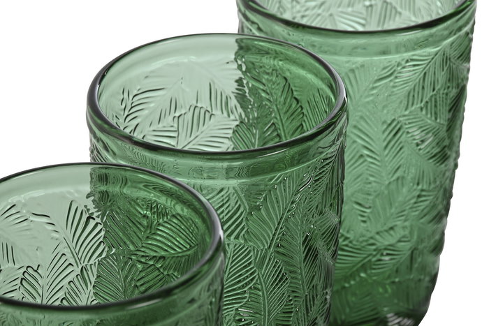 DKD Home Decor Vaso Cristal Verde 8x13x8 cm Set 6 Piezas 370ml Tropical Garbo