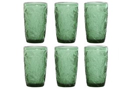 DKD Home Decor Vaso Cristal Verde 8x13x8 cm Set 6 Piezas 370ml Tropical Garbo