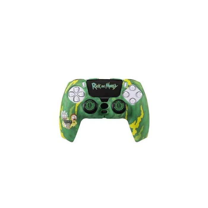 Blade Kit Funda Protectora + Grips para Mando PS5 con Diseño Rick and Morty - Licencia Oficial, Brilla en la Oscuridad, Incluye Sticker para Touchpad y Superficie Antideslizante