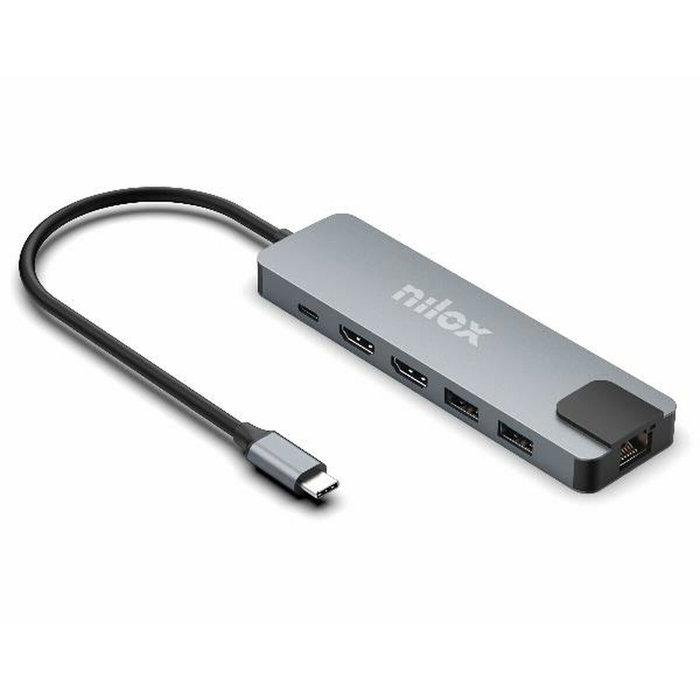Nilox Dock tipo C 8 en 1 dual 4K 1000 Mbps NXDSUSBC08