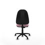 Silla de oficina Algarra con mecanismo Contacto permanente básico tapizada con Tela color Rosa. Equipada con Base poliamida negra, Sin brazosy Topes