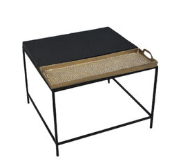 DKD Home Decor Mesa de Centro con Bandeja Dorado y Negro