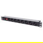 Intellinet Regleta de Distribución de Alimentación (PDU) Básica 1U Horizontal 19" 8 Tomas EU 3m, Protección Sobrecarga, Negro