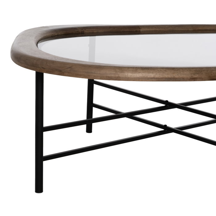 Mesa Centro Natural-Negro Madera-Metal 120 X 69 X 33 cm
