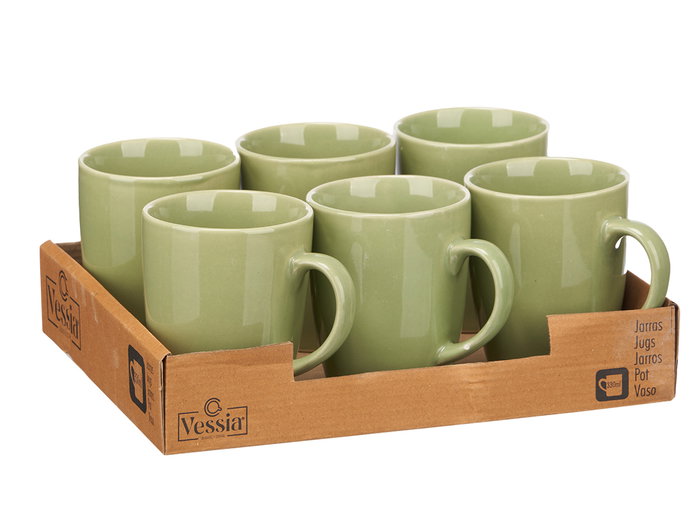 Vessia Jarra Mug Verde Menta 330 ml Cerámica Loza 11.5x10.5x8.5 cm (Set de 24)