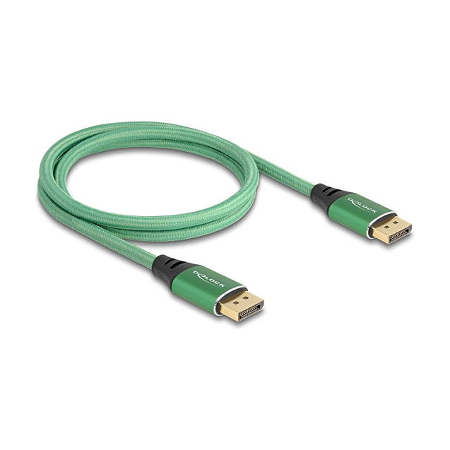 DeLOCK Cable DisplayPort 2.1 16K 60Hz 1m Hembra-Hembra 40 Gbit/s, Conectores de Metal Dorado, Blindado 3 Capas, Verde, 89111 DeLOCK Cable DisplayPort 2.1 16K 60Hz 1m Hembra-Hembra 40 Gbit/s, Conectores de Metal Dorado, Blindado 3 Capas, Verde, 89111