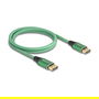 DeLOCK Cable DisplayPort 2.1 16K 60Hz 1m Hembra-Hembra 40 Gbit/s, Conectores de Metal Dorado, Blindado 3 Capas, Verde, 89111