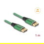 DeLOCK Cable DisplayPort 2.1 16K 60Hz 1m Hembra-Hembra 40 Gbit/s, Conectores de Metal Dorado, Blindado 3 Capas, Verde, 89111