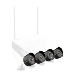 Tenda Kit de Videovigilancia K4W-3TC, 4 Canales, Inalámbrico y Alámbrico, 4 Cámaras Exteriores Bala 3K/4MP, Resolución 2304x1296, Visión Nocturna 30m, IP66, Grabador NVR Incluido