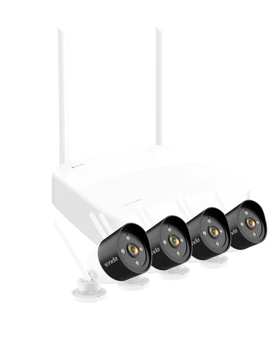 Tenda Kit de Videovigilancia K4W-3TC, 4 Canales, Inalámbrico y Alámbrico, 4 Cámaras Exteriores Bala 3K/4MP, Resolución 2304x1296, Visión Nocturna 30m, IP66, Grabador NVR Incluido