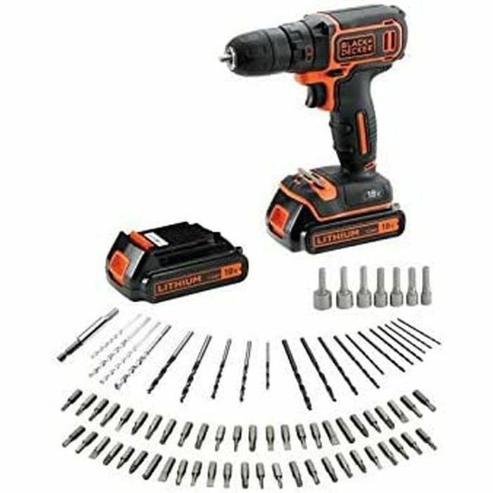 Black + Decker BDCDC18BAFC Taladro-atornillador 18 V con 80 accesorios