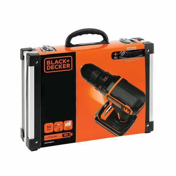 Black + Decker BDCDC18BAFC Taladro-atornillador 18 V con 80 accesorios