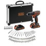 Black + Decker BDCDC18BAFC Taladro-atornillador 18 V con 80 accesorios