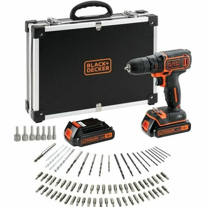 Black + Decker BDCDC18BAFC Taladro-atornillador 18 V con 80 accesorios