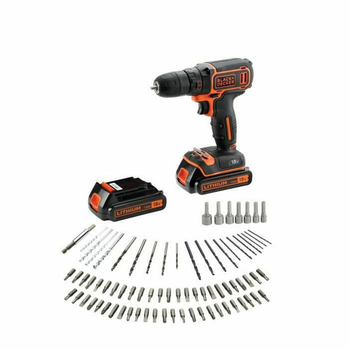 Black + Decker BDCDC18BAFC Taladro-atornillador 18 V con 80 accesorios