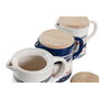 DKD Home Decor Set de 3 Graseras BLUE RED BIRD de Gres e Inox, 680ml