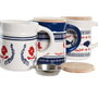 DKD Home Decor Set de 3 Graseras BLUE RED BIRD de Gres e Inox, 680ml