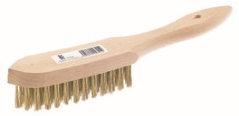 FECIN Cepillo de Alambre de Acero Latonado Manual con Mango y Base de Madera 290mm