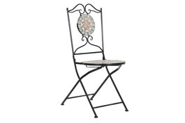 DKD Home Decor Silla Terraza Y Jardin Multicolor Negro Forja Ceramica 50 x 90 x 42 cm