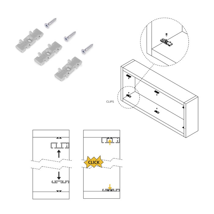 Emuca Sistema Flow 2 de superficie en formato kit para un armario de 2 puertas correderas de madera apoyadas con cierre suave Emuca Sistema Flow 2 de superficie en formato kit para un armario de 2 puertas correderas de madera apoyadas con cierre suave