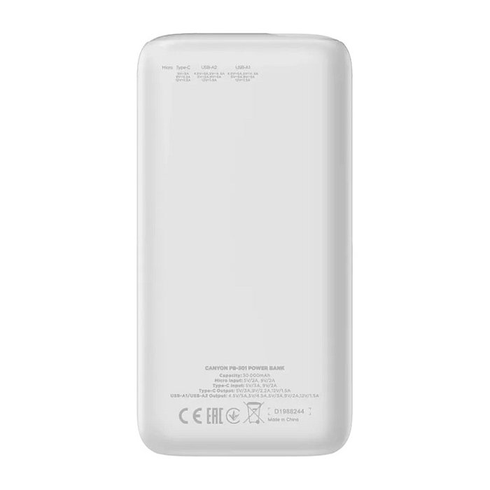 Canyon PB-301 Powerbank 30.000 mAh Blanco Canyon PB-301 Powerbank 30.000 mAh Blanco