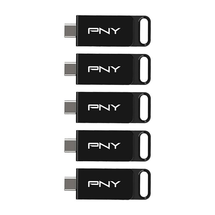 PNY Elite USB Flash Drive 64 GB USB-C 3.2 Gen 1 (120 MB/s Negro) - 5 unidades