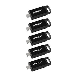 PNY Elite USB Flash Drive 64 GB USB-C 3.2 Gen 1 (120 MB/s Negro) - 5 unidades