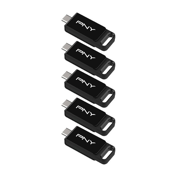 PNY Elite USB Flash Drive 64 GB USB-C 3.2 Gen 1 (120 MB/s Negro) - 5 unidades