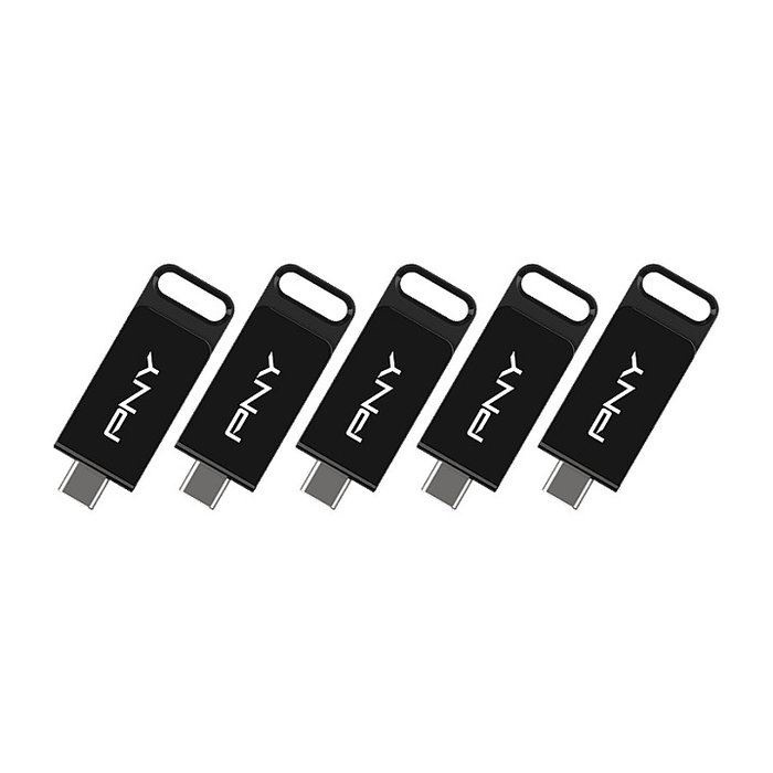 PNY Elite USB Flash Drive 64 GB USB-C 3.2 Gen 1 (120 MB/s Negro) - 5 unidades