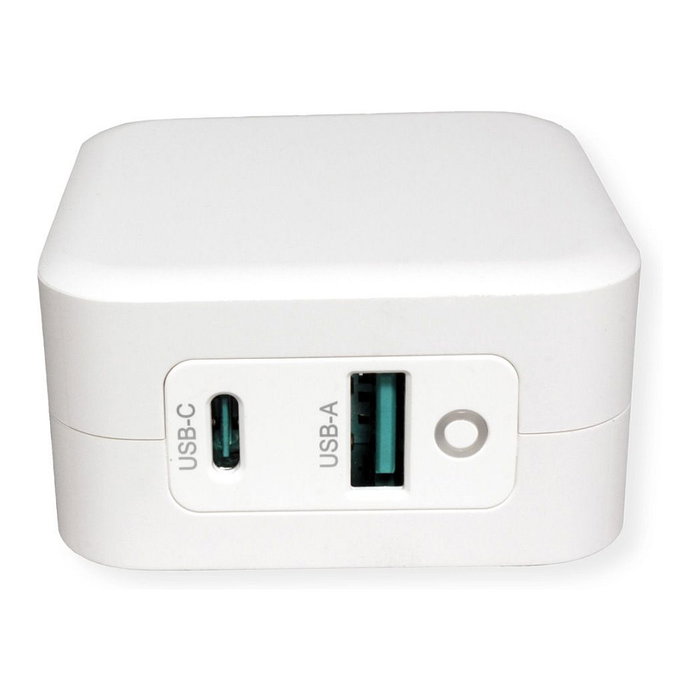 ROLINE Cargador USB 65W con enchufe europeo y 2 puertos (Tipo-A QC3.0 y Tipo-C PD)