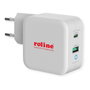 ROLINE Cargador USB 65W con enchufe europeo y 2 puertos (Tipo-A QC3.0 y Tipo-C PD)
