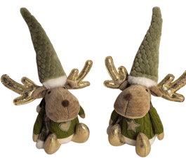 DKD Home Decor Figuras de Reno Dorado Surtido de 2 Piezas