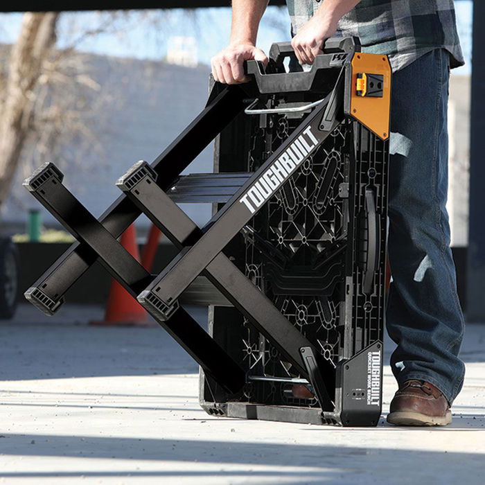 Toughbuilt Banco de trabajo plegable TB-WB700 Montaje Rápido, Soporta 454kg, Asa Transporte, Plegable Compacto